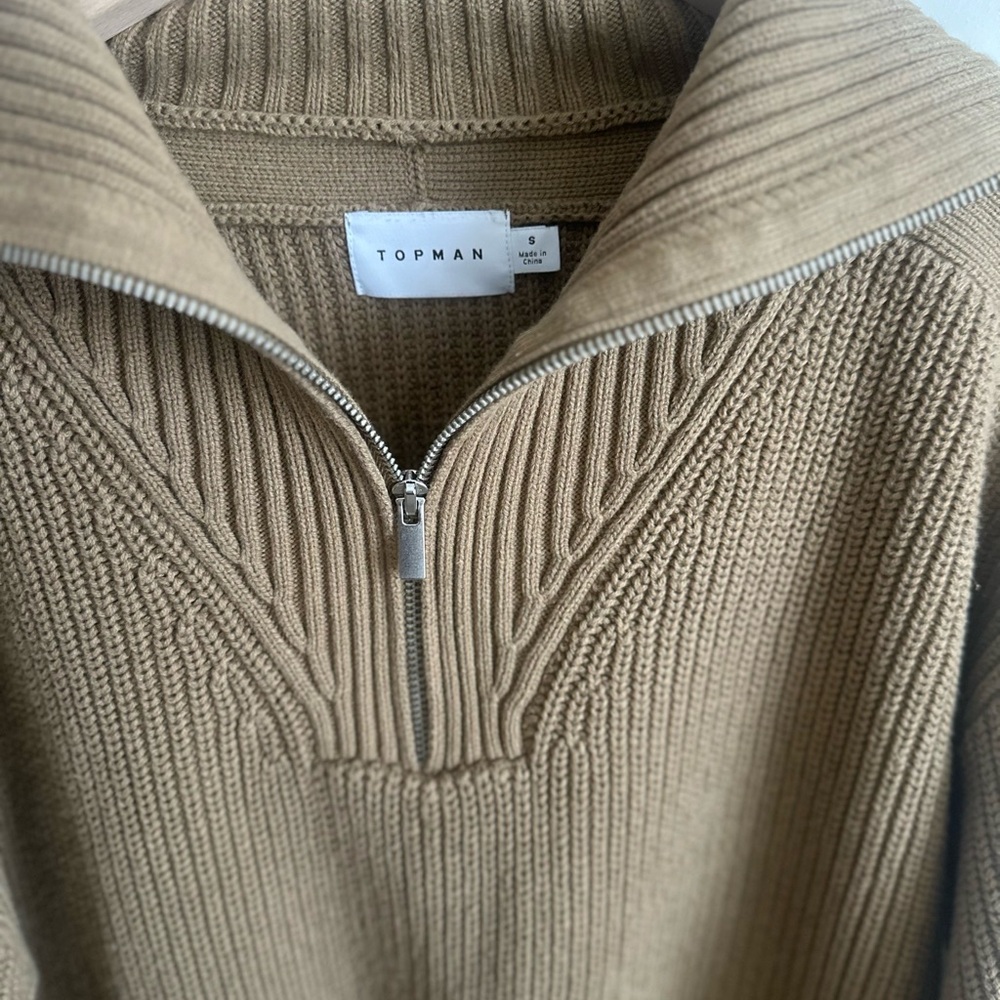 Topman Olive Zip-Up Sweater for Men - Picture 3 of 4